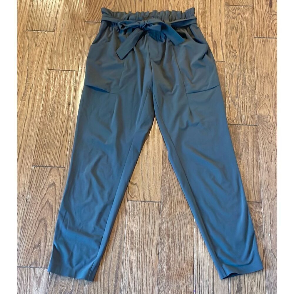 Athleta skyline paperbag olive green pant size 2 - Picture 4 of 11